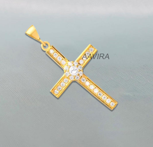 Cross Necklace, Floral Cross Necklace, Moissanite Diamond Cross For Women, Cross Jewelry For Women, Cross Necklace With Cable Chain, Gifts