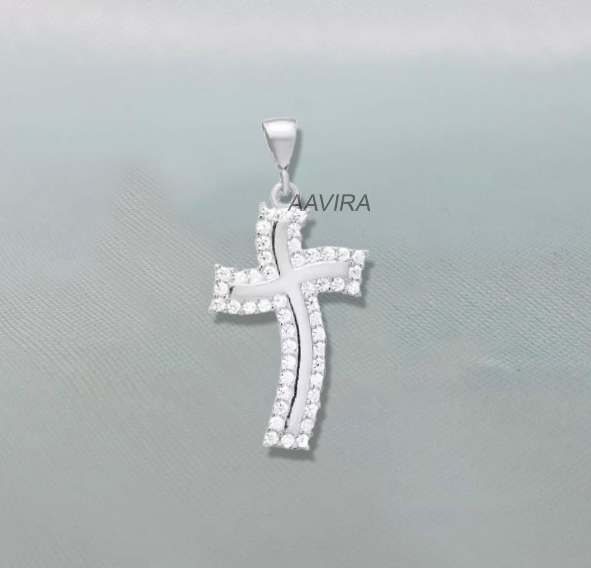 925 Sterling Silver Moissanite Cross Pendant, Handmade Pendant, Moissanite Diamond Cross Necklace, Cross Necklace For Men/Women, Cross Gift