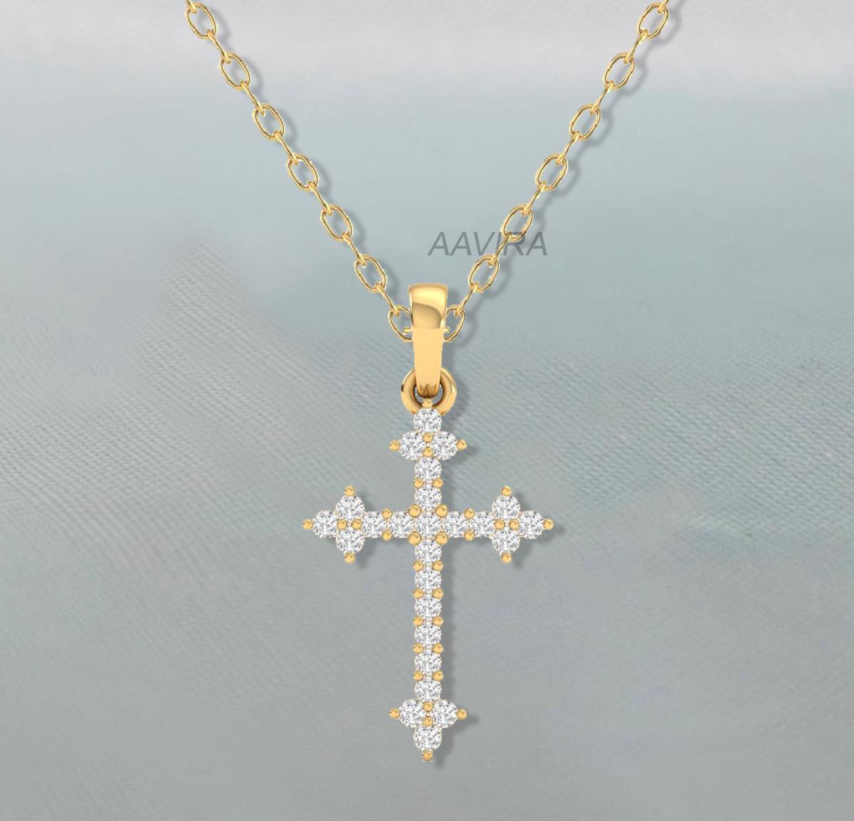 Moissanite Cross Necklace For Women, Silver Cross Necklace, Graduation Gift, Jewelry For Women, Holy Cross Pendant, Cross Chain Necklace