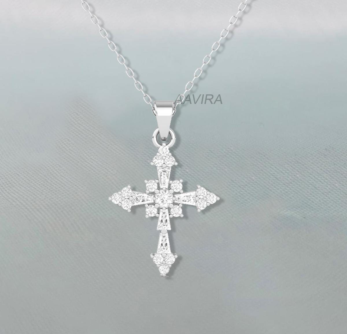 14K Yellow Gold Plated Cross Pendant Necklace, Cross Pendant Gift, Minimalist Necklace, Religious Silver Cross Pendant, Christmas Cross Gift