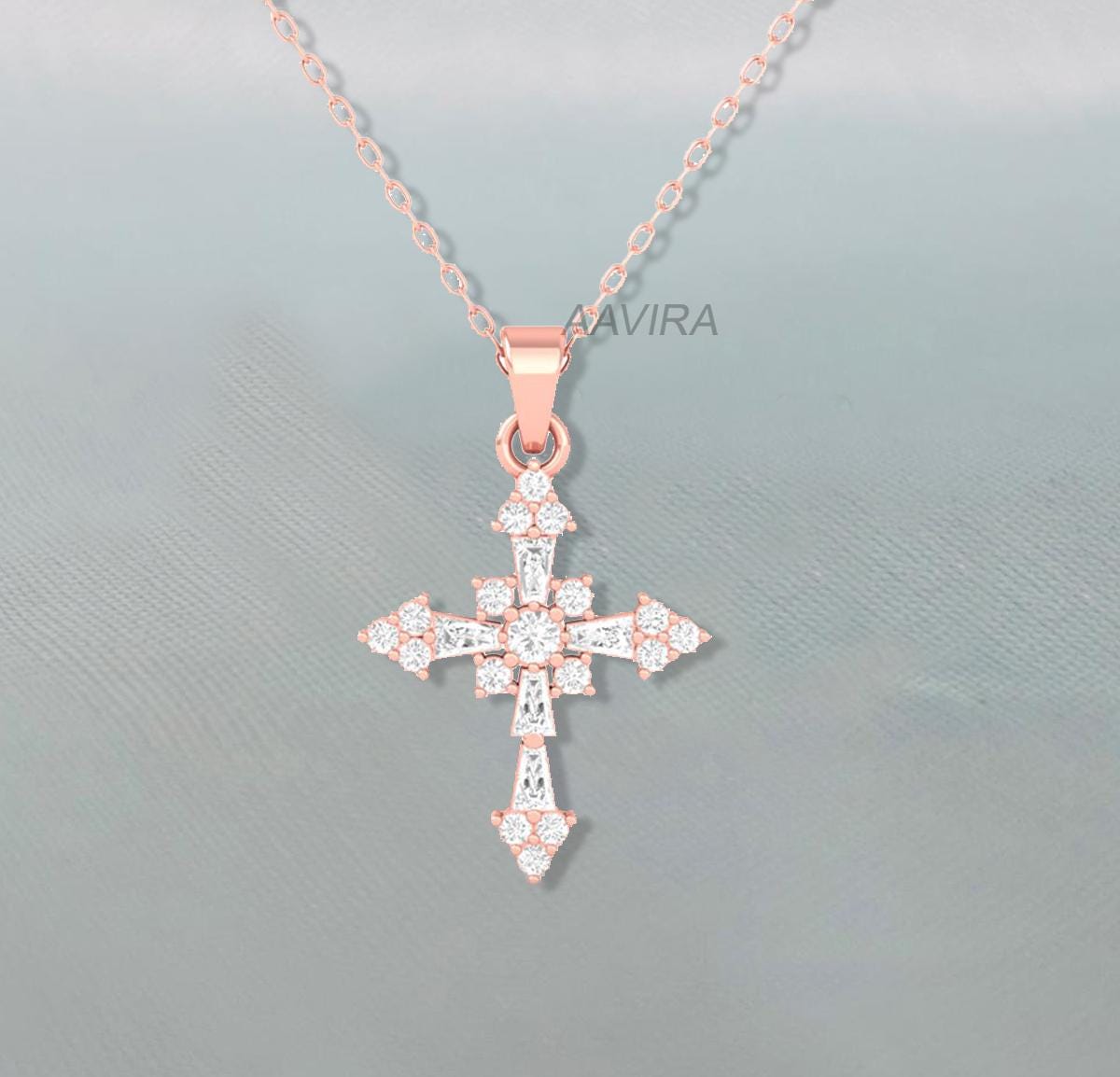 14K Yellow Gold Plated Cross Pendant Necklace, Cross Pendant Gift, Minimalist Necklace, Religious Silver Cross Pendant, Christmas Cross Gift