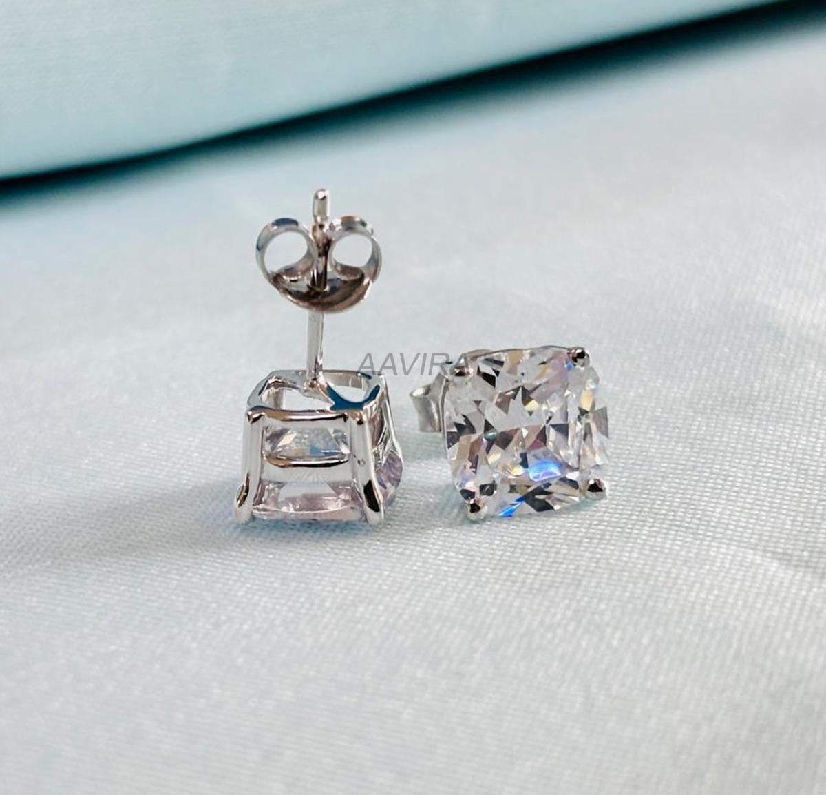 Diamond Stud Earrings For Women, Asscher Stud Earrings, Everyday Earrings, Push Back Earrings, Women Earrings, Prong Set Earring, Women Gift