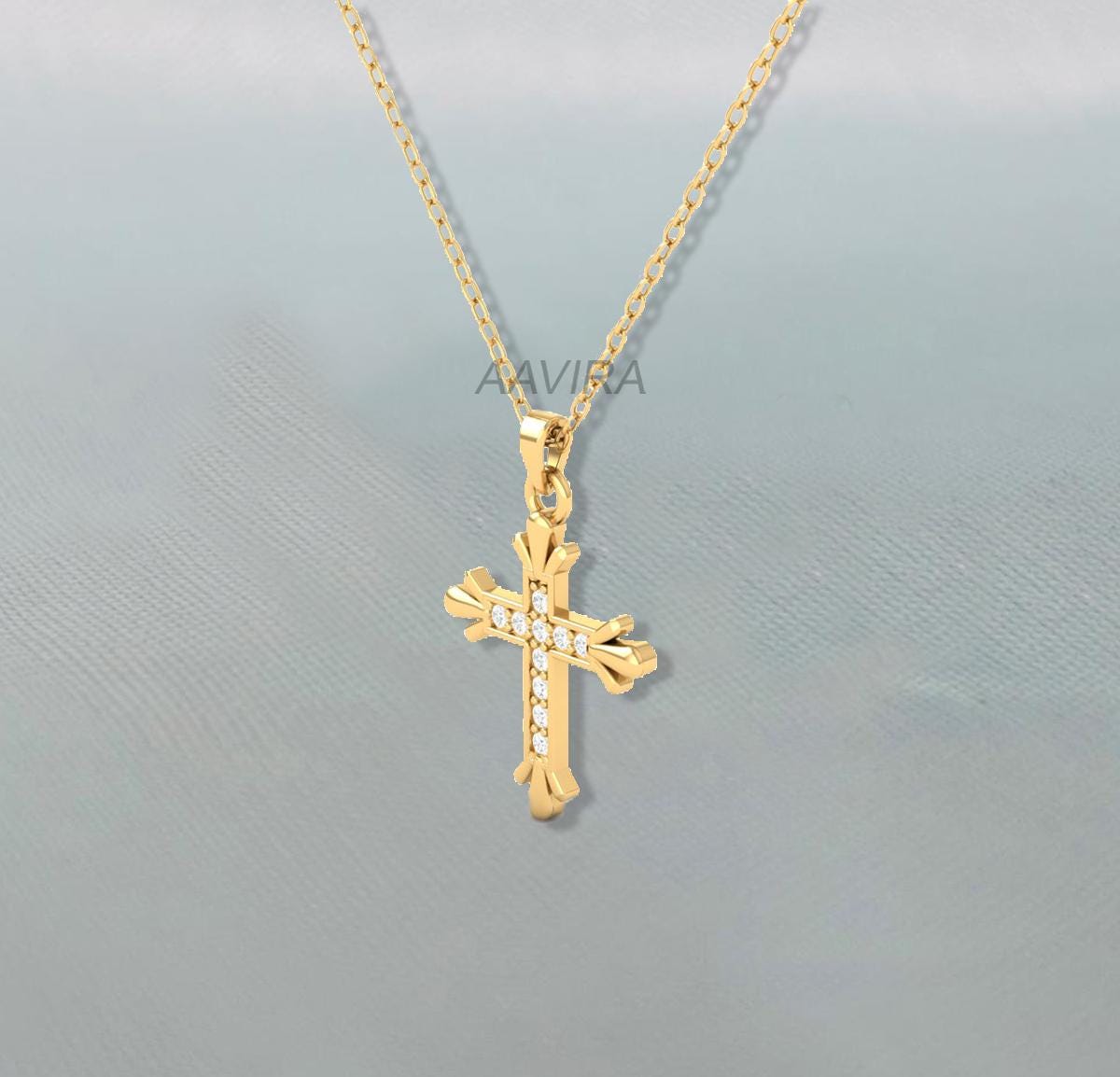 Unique Cross Necklace, Diamond Cross Pendant, Cross Pendant With Chain, Cross Jewelry, Cross Gift, Diamond Necklace, Christian Cross Pendant