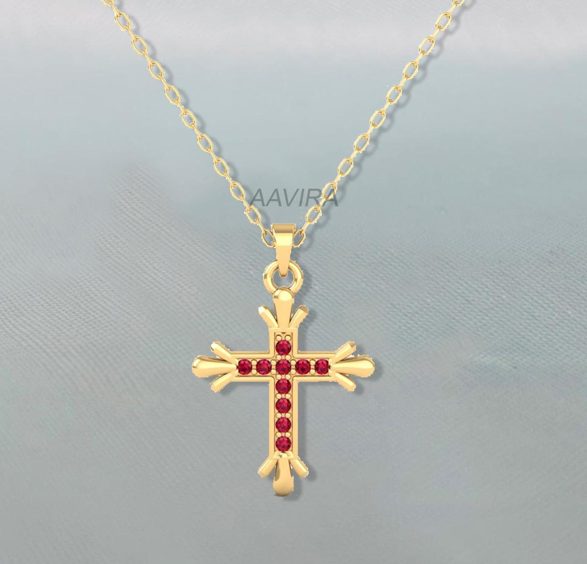 Emerald Cross Pendant, Green Emerald Cross Necklace, May Birthstone Pendant, Religious Cross Pendant, Birthday Gift, Anniversary Cross Gift
