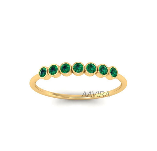Emerald Stone Ring, Green Gemstone Ring, Round Bezel Ring, Stacking Ring For Her, Bridesmaid Gift, Emerald Eternity Ring, Minimalist Ring