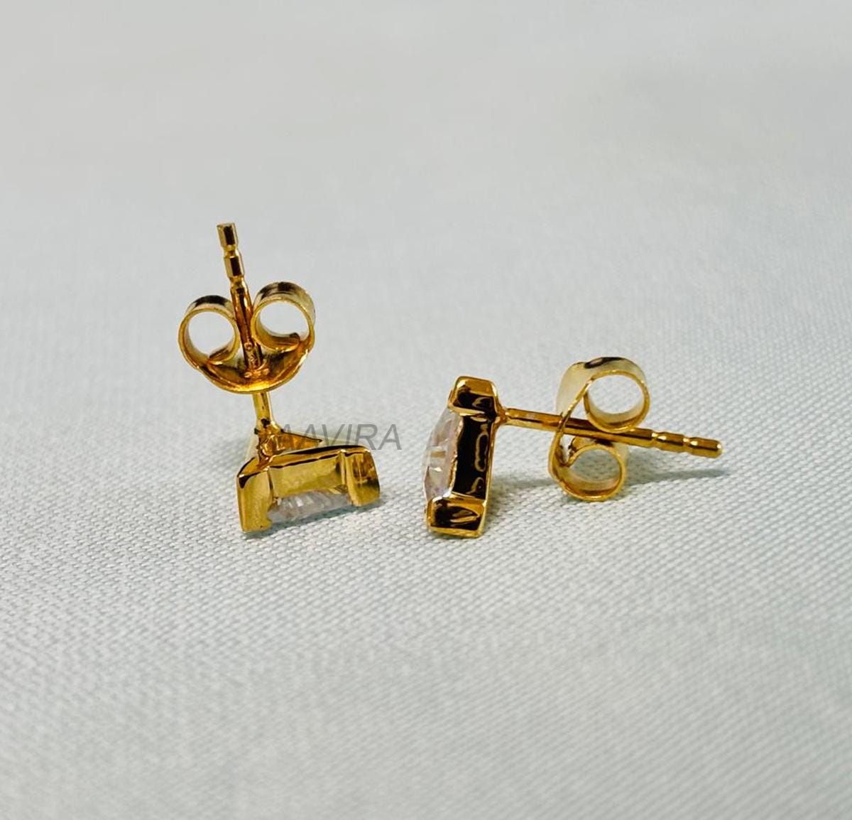 Trilliant Cut Diamond Stud Earrings, Trilliant Studs, Tiny Diamond Stud Earrings, Push Back Earrings, Gift For Him/Her, Everyday Studs