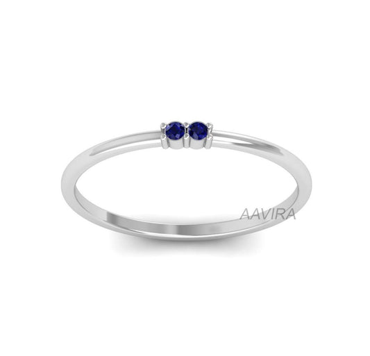 925 Sterling Silver Dainty Ring,  Sapphire Wedding Ring, Engagement Ring, Birthday Gift, Blue Sapphire Ring, Multi Stone Ring Gift For Her