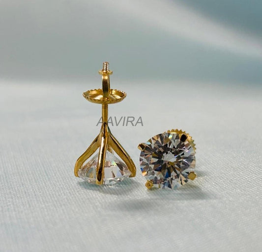 Tiny Stud Earrings, Round Diamond Stud Earring for Men Women, Screw Back Earrings, 4mm Everyday Studs Earrings, Minimalist Stud Earrings