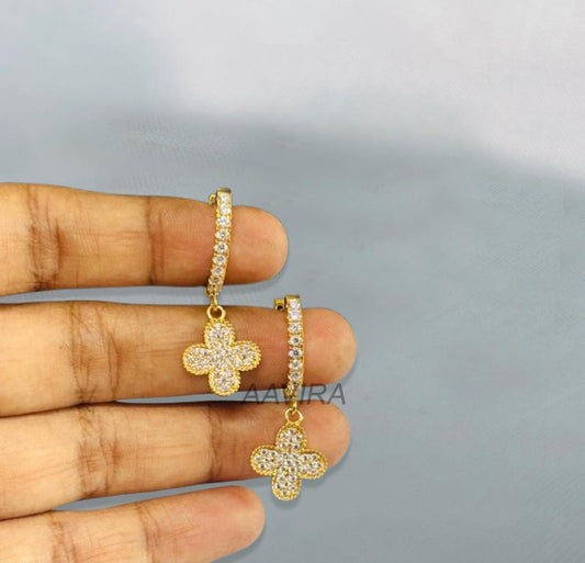 Diamond Drop Dangle Earrings For Women, Birthday Gift, Clip On Earrings, Party Wear Earrings, 14k Yellow Gold Plated, Delicate Earrings