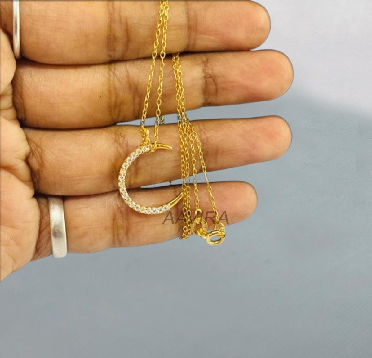 Crescent Moon Pendant Necklace, Moon Necklace Pendant, Christmas Gift, Diamond Moon Necklace, Celestial Jewelry, Moon Charm Necklace, Gifts