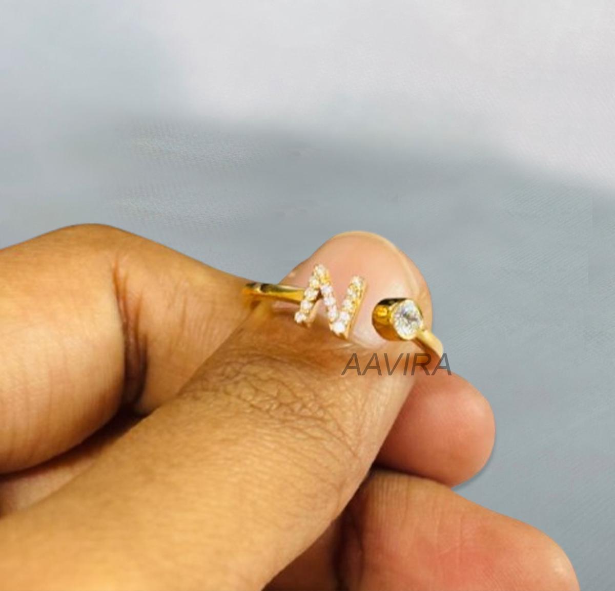 Personalized "N" Initial Letter Diamond Ring, Minimalist Ring, Personalized Gifts, Dainty Diamond Ring, Initial Ring, Customized Ring, Gift