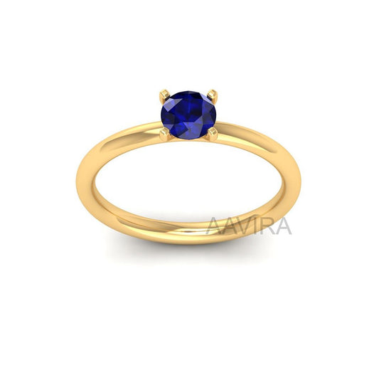 Prong Set Round Cut Blue Sapphire Ring, Engagement Ring, Sapphire Solitaire Ring, Birthstone Ring, Gifts For Her, Women Silver Ring Gift