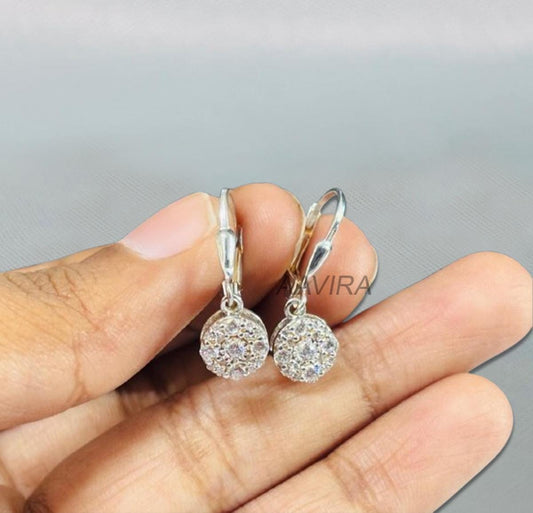 Flower Shape Dangle Earrings, Drop And Dangle Earrings, Diamond Drop Earrings, Dainty Flower Dangle Earring, Bridesmaid Gift, Christmas Gift