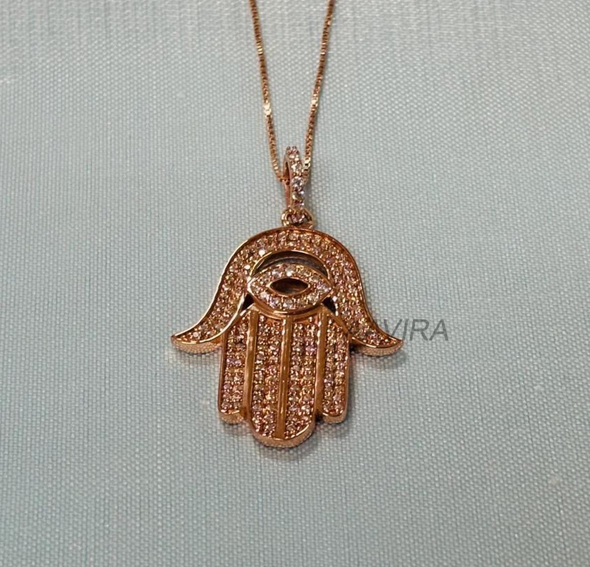 Hand of Fatima Jewelry, Hamsa Hand Necklace, Good Luck Charm Pendant, Hand Of God Jewelry, Moissanite Diamond Evil Eye Hamsa Pendant, Gifts