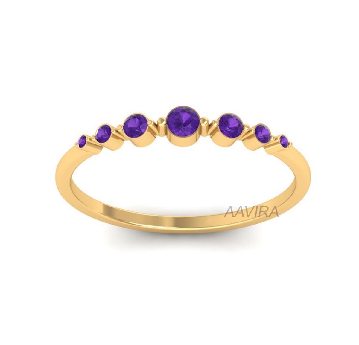 Women's Blue Sapphire Ring, 14K Yellow Gold Dainty Ring, Minimalist Ring, Sapphire Gemstone Ring, Gift for Her, Band Ring, Anniversary Gifts