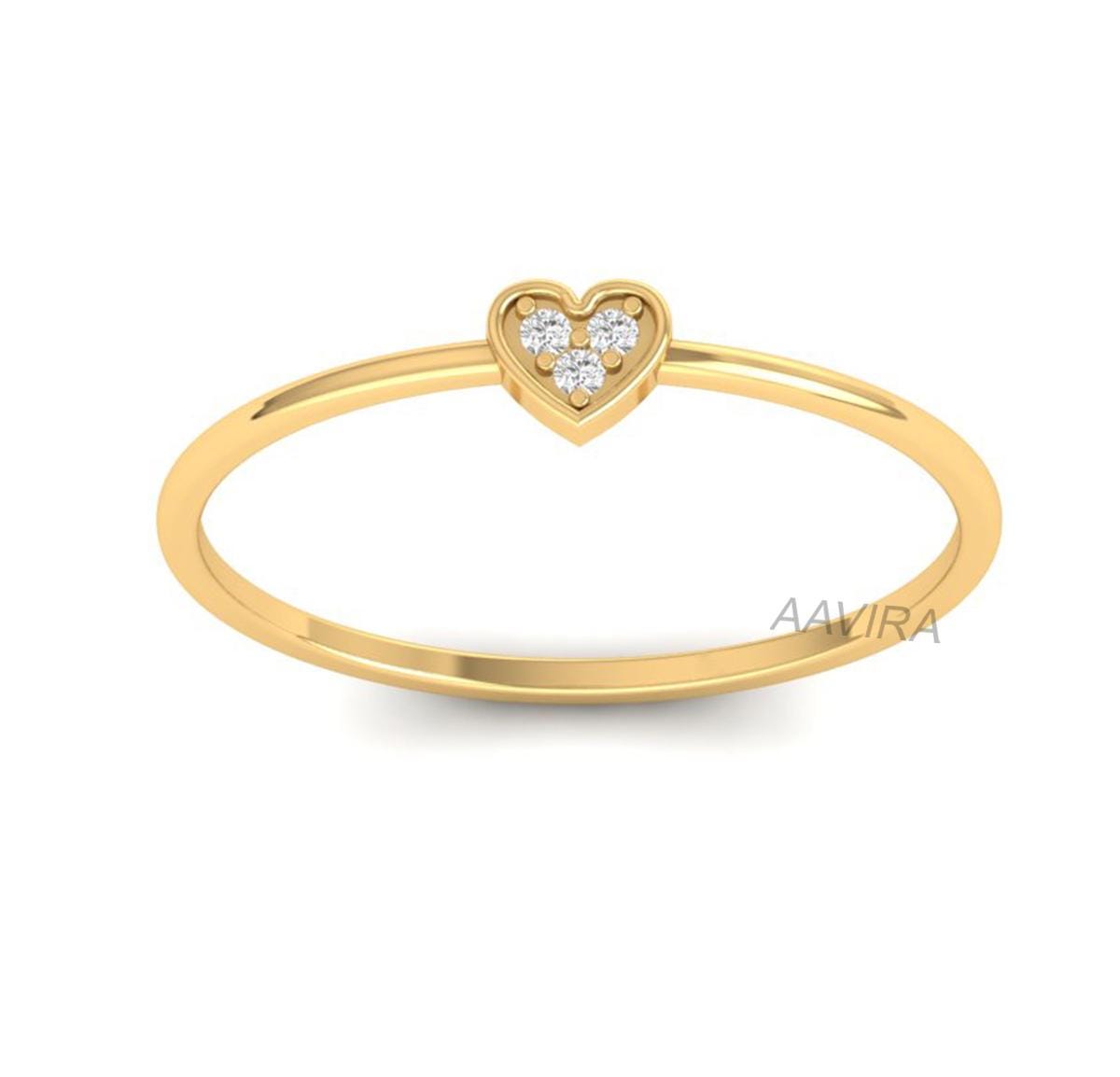 14K Yellow Gold Heart Shaped Diamond Ring, Tiny Heart Women Ring, Christmas Gift for Her, Promise Ring, Heart Diamond Minimalist Ring