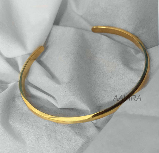 Minimalist Charm Bracelet, Open Cuff Bangle For Men's, Silver Cuff Bangle, 14k Yellow Gold Plated, Everyday Bangle, Christmas Gift For Him