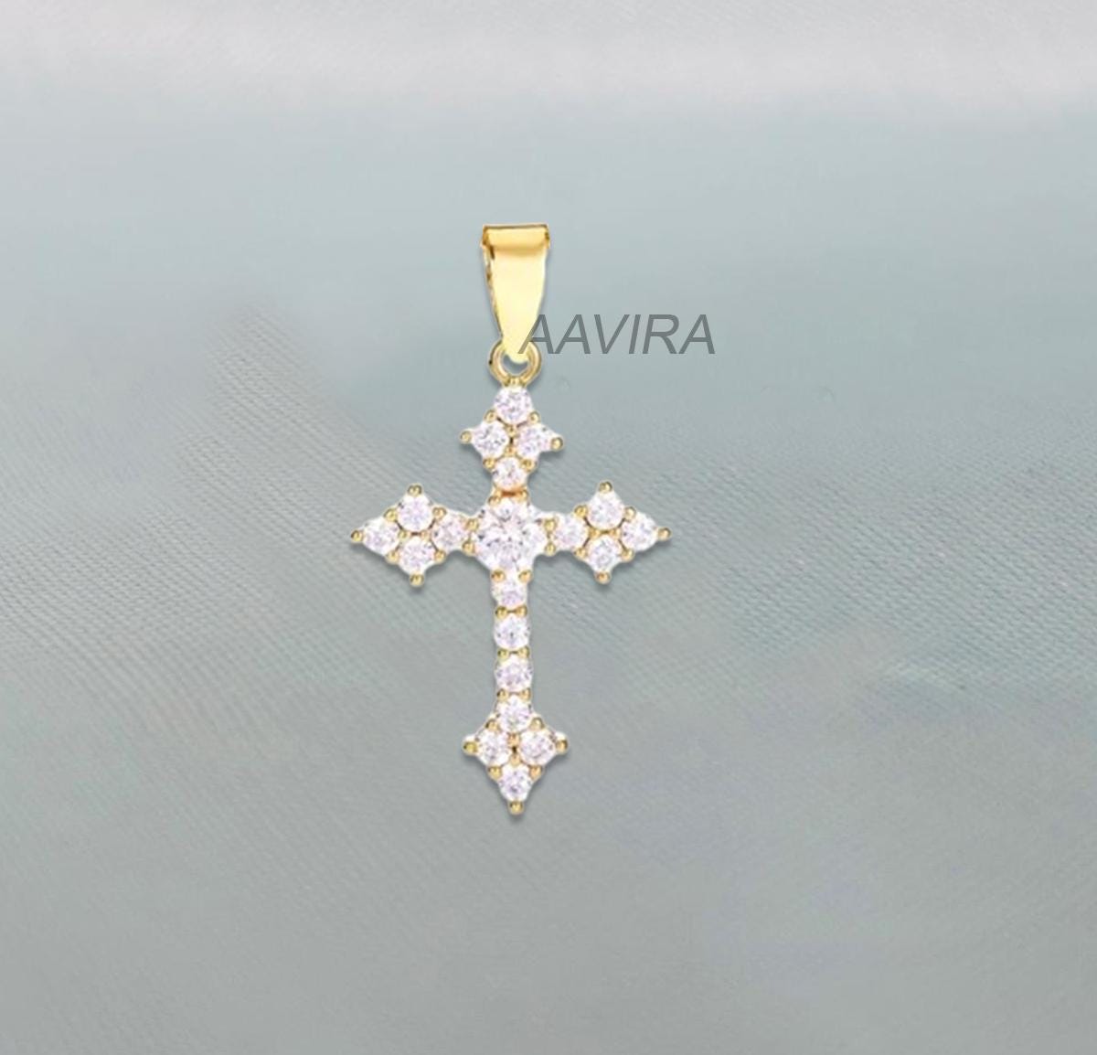 Dainty Cross Necklace, Silver Cross Necklace, Religious Cross Jewelry, Pendant For Women, Gifts For Her, Moissanite Cross Pendant Necklace