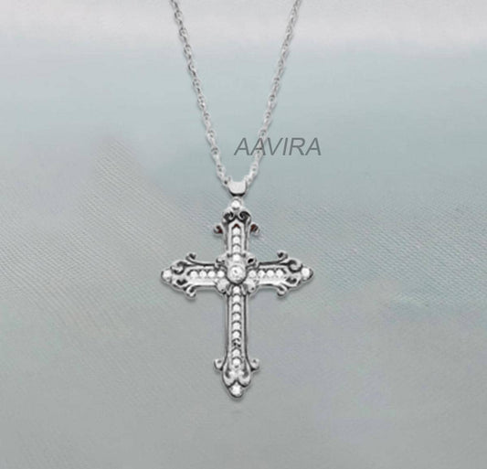 Moissanite Cross Pendant Necklace, Handmade Cross Gift, Diamond Cross Necklace, Men/Women Cross Necklace, Perfect Gift For Christmas, Gifts
