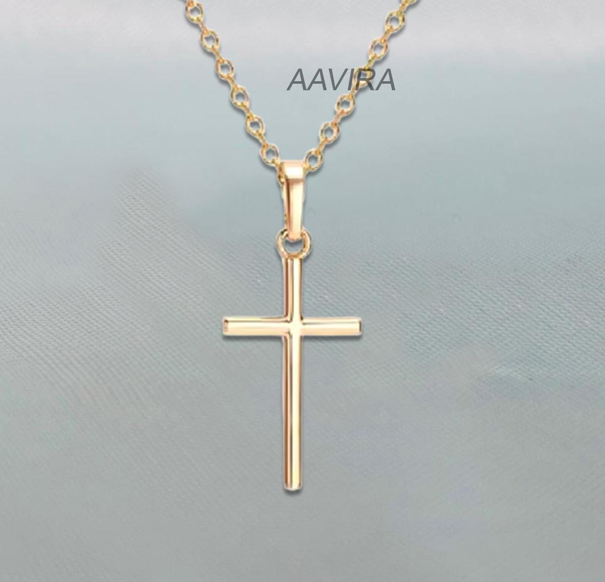 Cross Plain Necklace With Chain, Silver Cross Necklace, Religious Cross Necklace,  Women's Cross Necklace, Dainty Necklace, Gift For Her