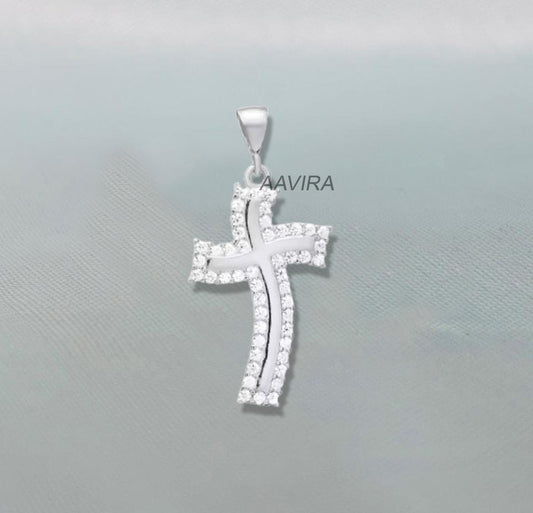 925 Sterling Silver Moissanite Cross Pendant, Handmade Pendant, Moissanite Diamond Cross Necklace, Cross Necklace For Men/Women, Cross Gift