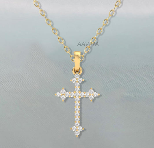 Moissanite Cross Necklace For Women, Silver Cross Necklace, Graduation Gift, Jewelry For Women, Holy Cross Pendant, Cross Chain Necklace