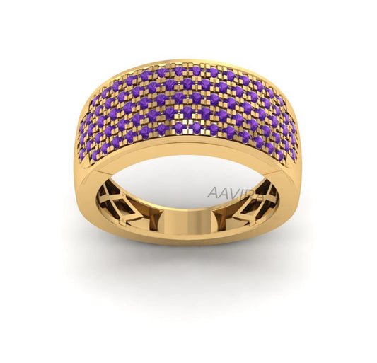 Purple Amethyst Ring, Mens Ring, Perfect Birthday Gift For Him, Comfort Fit Ring, Anniversary Gift Promise Ring, Mens Jewelry, Wide Gem Ring