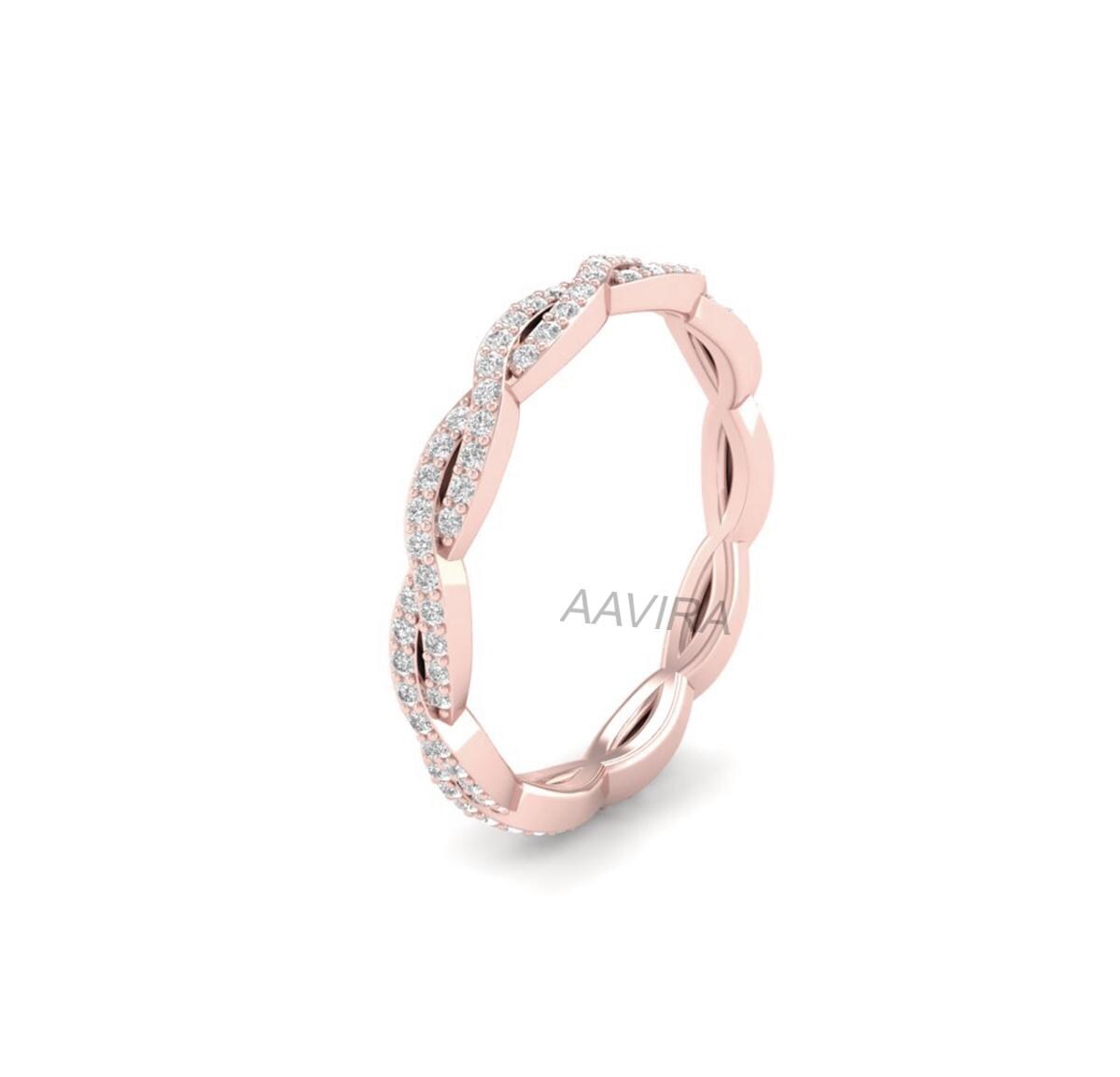 Twisted Rope Wedding Band Ring, Full Eternity Diamond Ring, Stackable Anniversary Ring, Twisted Rope Wedding Band, Engagement/Promise Ring