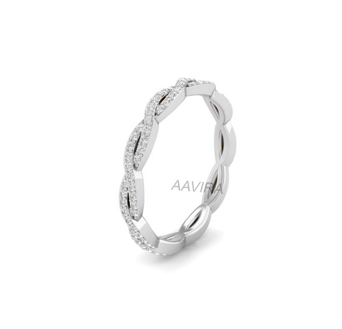 Twisted Rope Wedding Band Ring, Full Eternity Diamond Ring, Stackable Anniversary Ring, Twisted Rope Wedding Band, Engagement/Promise Ring