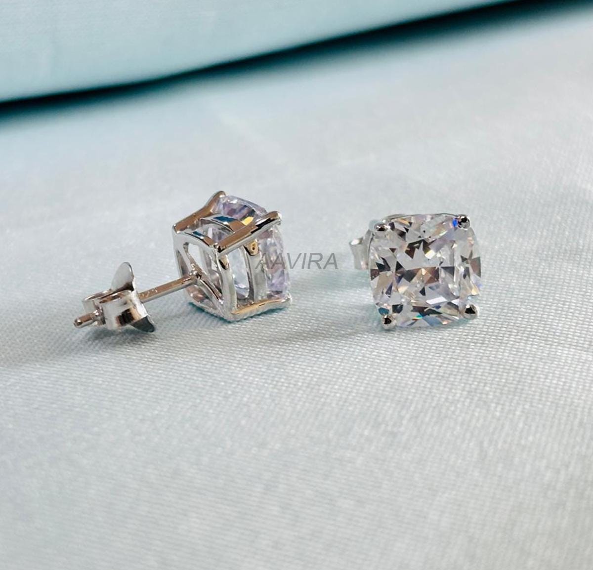 Diamond Stud Earrings For Women, Asscher Stud Earrings, Everyday Earrings, Push Back Earrings, Women Earrings, Prong Set Earring, Women Gift