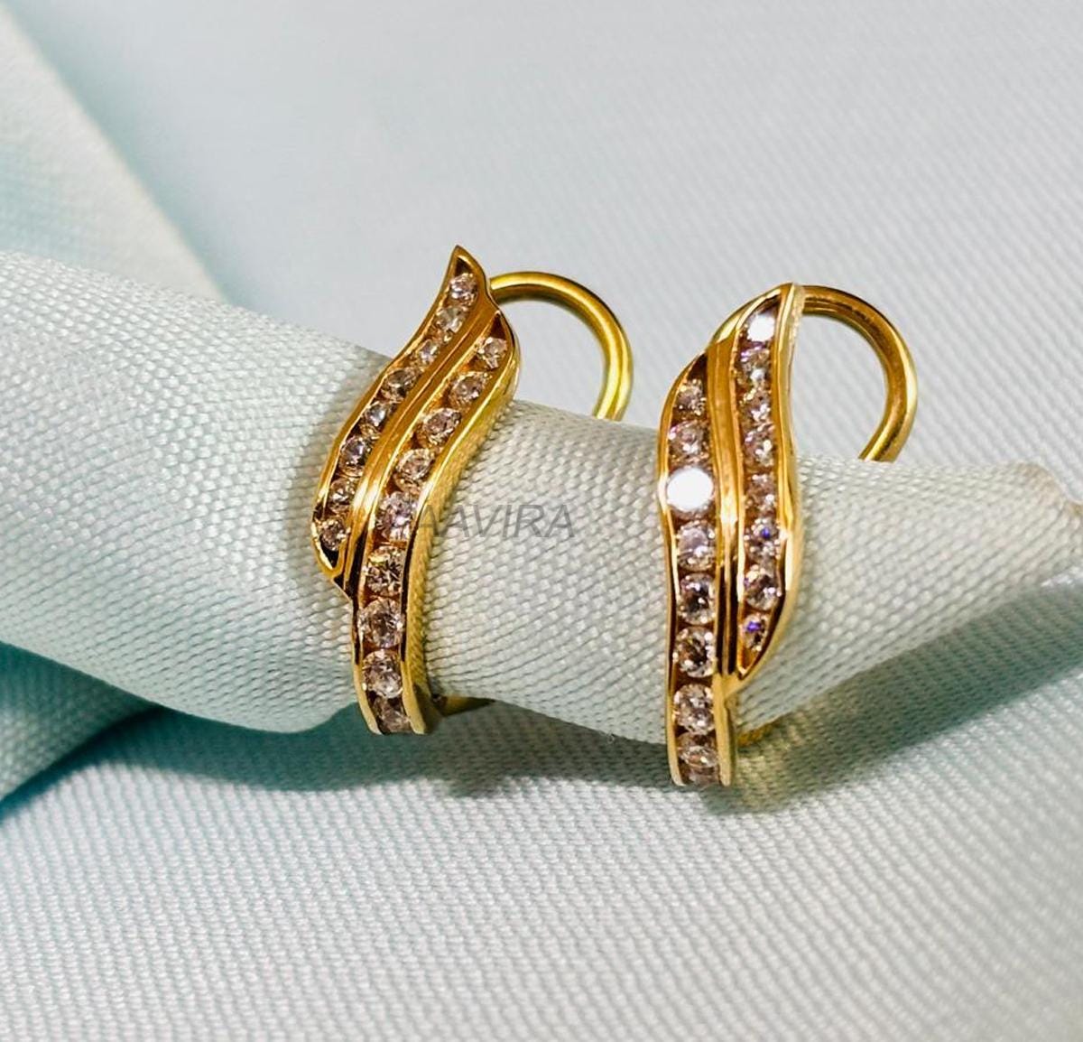 Diamond Hoop Earrings, Diamond Jewelry, Party Wear Earrings, Handmade Hoop Earrings, Moissanite Earrings, Birthday Gift, Black Friday Sale