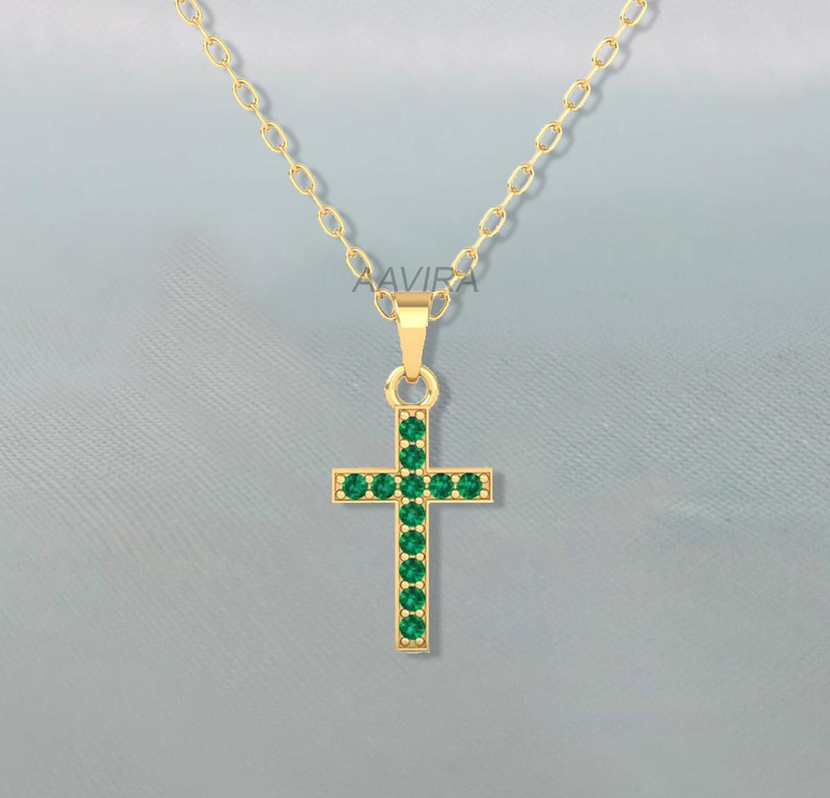 Holy Cross Pendant, Sapphire Cross Pendant, Sapphire Chain Cross Pendant, Blue Sapphire Gemstone Pendant, Delicate Pendant, Perfect Gift