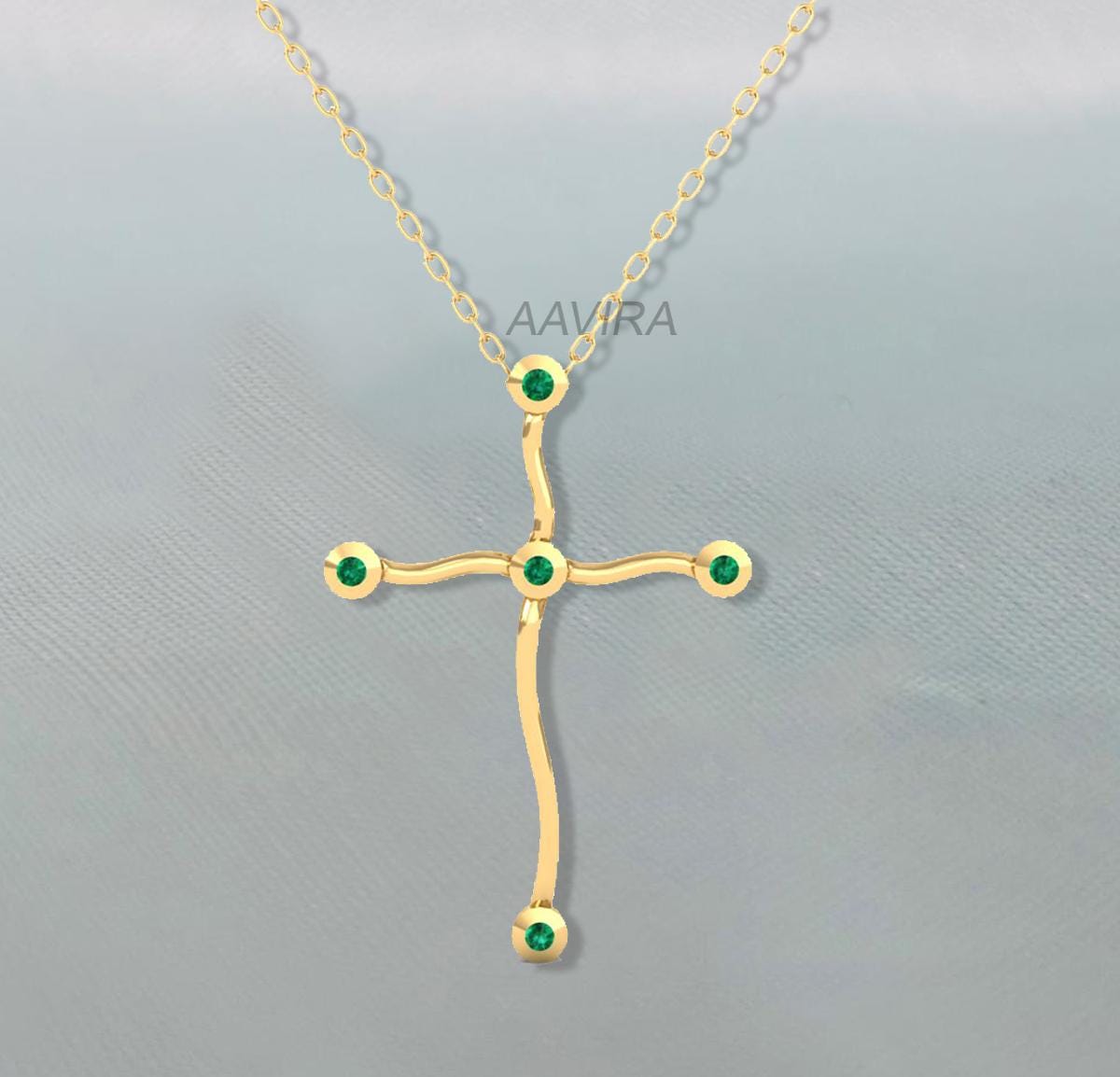 Sapphire Cross Pendant, Bezel Set Cross Necklace, Blue Sapphire Cross Pendant, Multitone Cross Pendant, Gift For Her, Gemstone Pendant, Gift