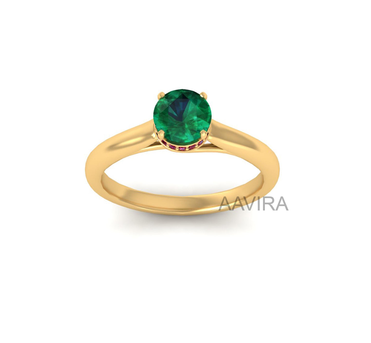 Round Cut Sapphire Engagement Ring, Prong Set Ring, Women Gemstone Ring, 14k Yellow Gold Round Sapphire Ring, Gift for Her, Birthstone Ring