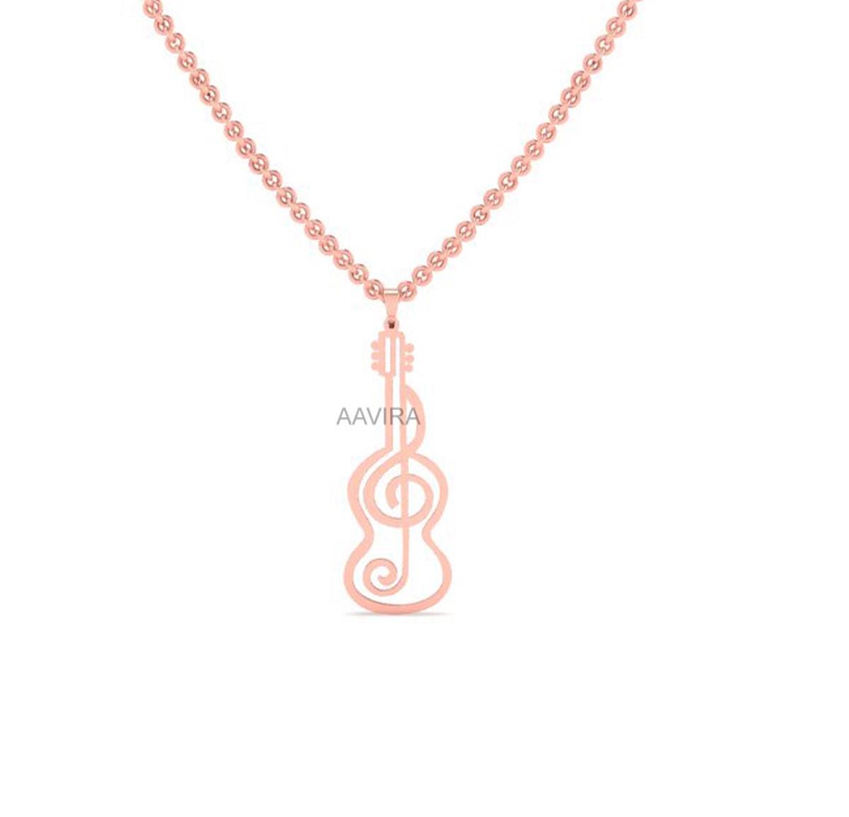 925 Sterling Silver Treble Clef, Guitar Pendant Necklace With Treble Clef, Perfect Gift For Guitarist, Musicians Gift, Musical Jewelry