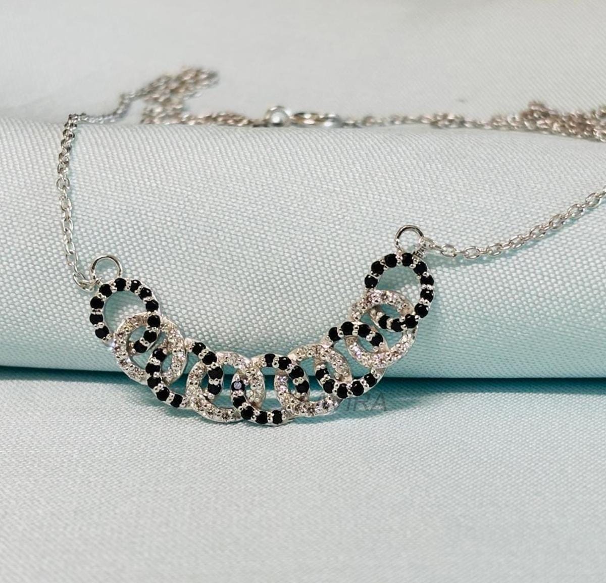 Black Diamond Necklace for Women, Black & White Diamond Necklace, Gorgeous Necklace In 925 Silver, Minimalist Necklace, Mother's Day Gifts