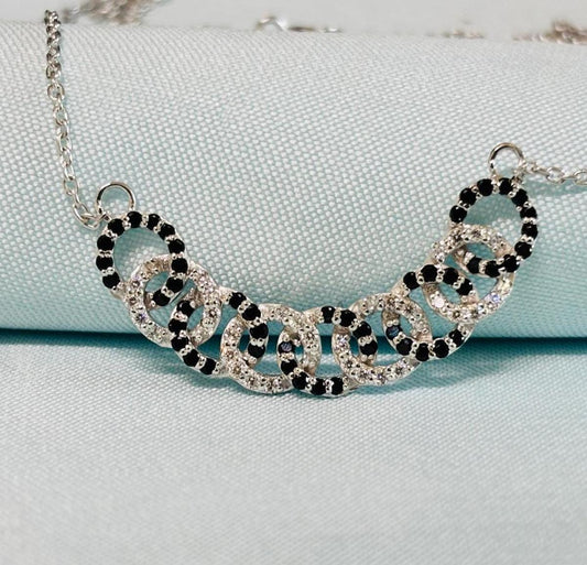 Black Diamond Necklace for Women, Black & White Diamond Necklace, Gorgeous Necklace In 925 Silver, Minimalist Necklace, Mother's Day Gifts