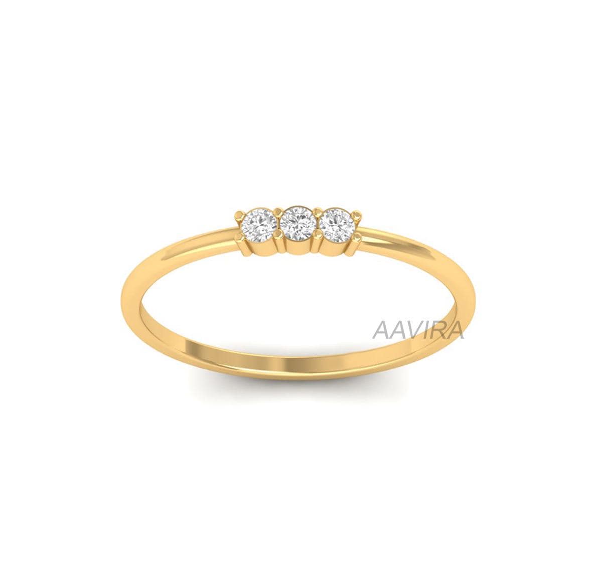 Moissanite Ring for Women, Three Stone Ring for Her, Minimalist Ring, Everyday Use Ring, 14k Yellow Gold Over Moissanite Ring, Dainty Ring