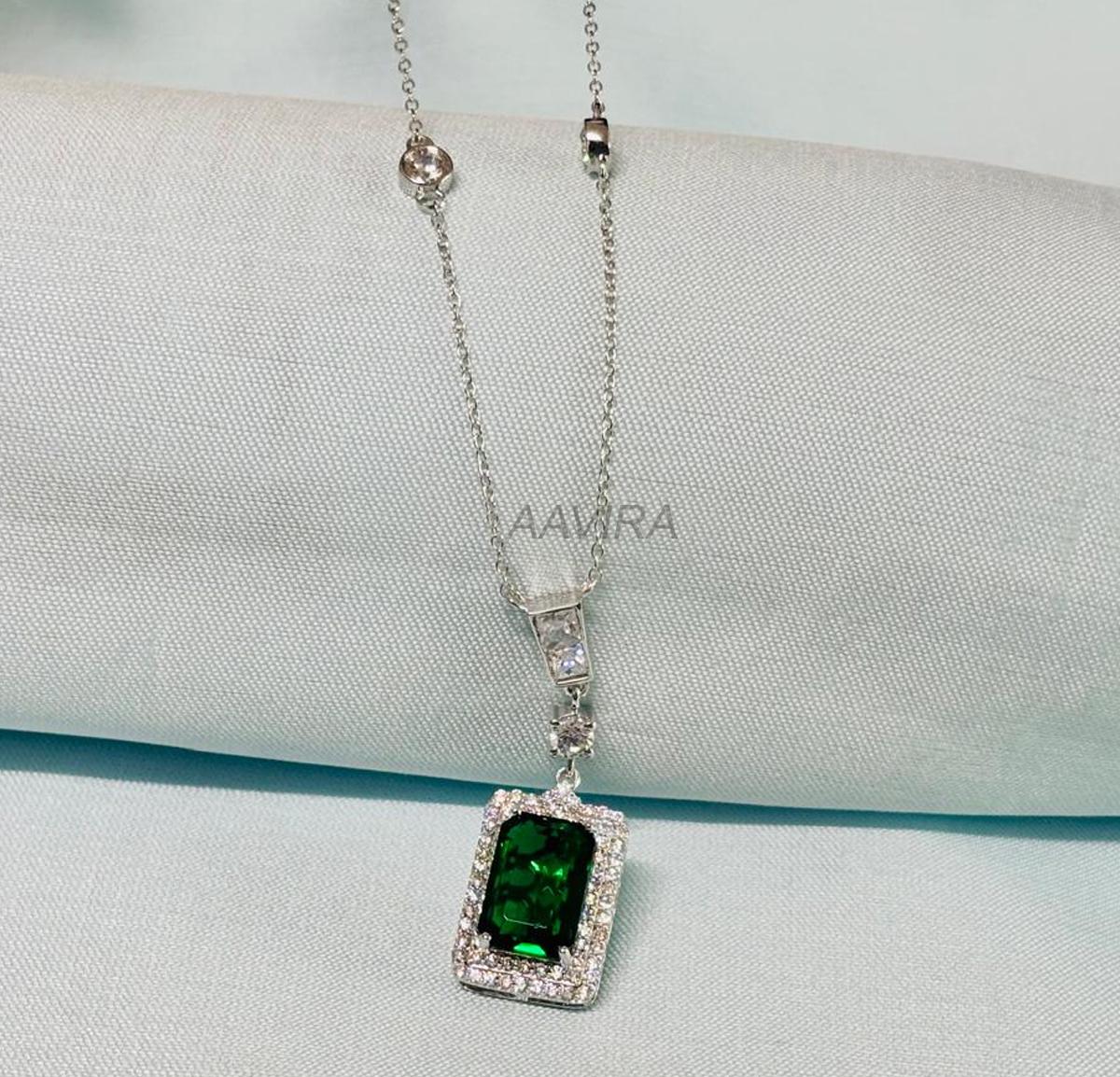 Elegant Emerald Cut Pendant, Unique Emerald Necklace, May Birthstone Necklace, Emerald Halo Pendant, Halo Wedding Pendant for Women, Gift