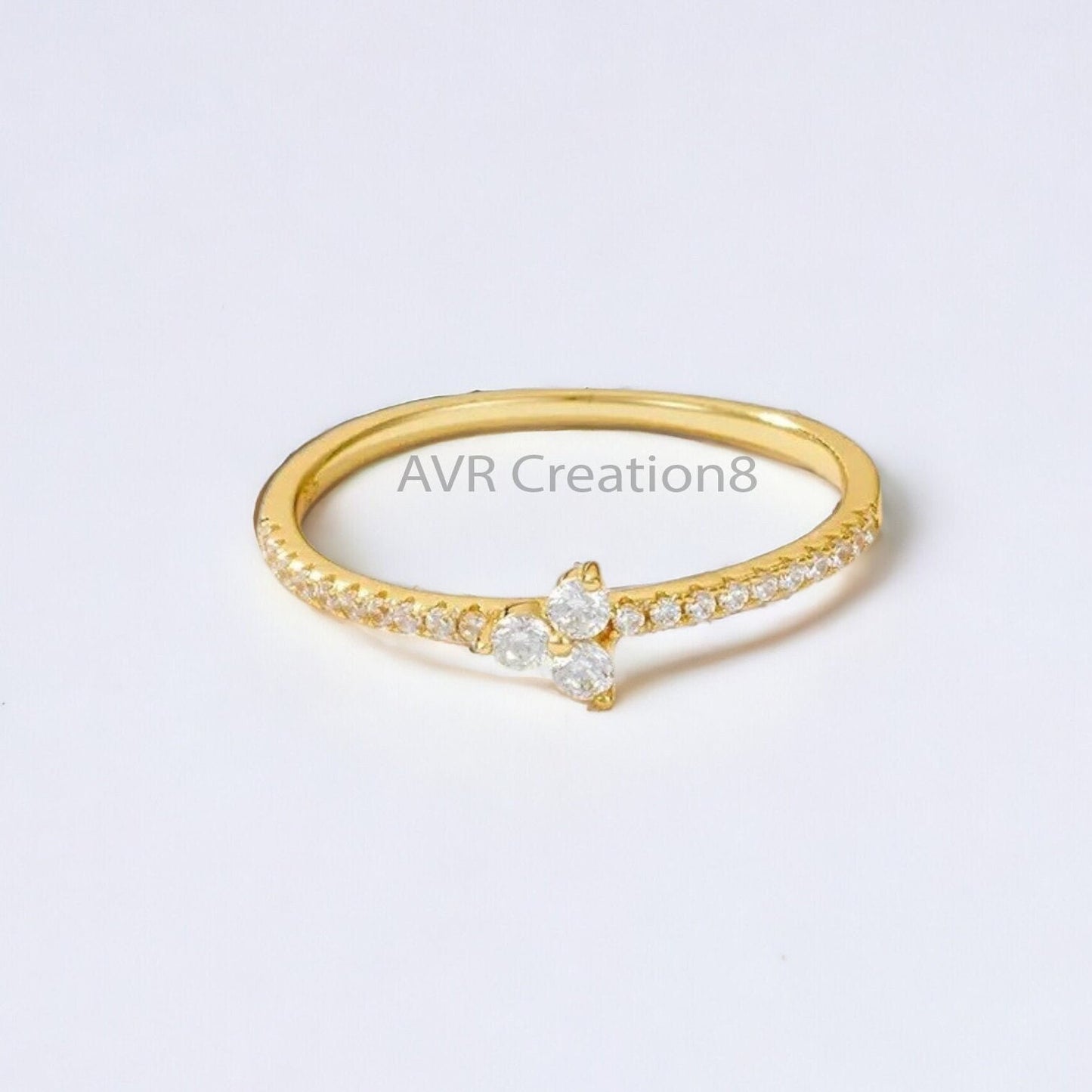 Pave Set Diamond Stackable Wedding Ring for Women, Minimalist Diamond Ring, Women's Diamond Ring, 925 Sterling Silver, Gifts for Women