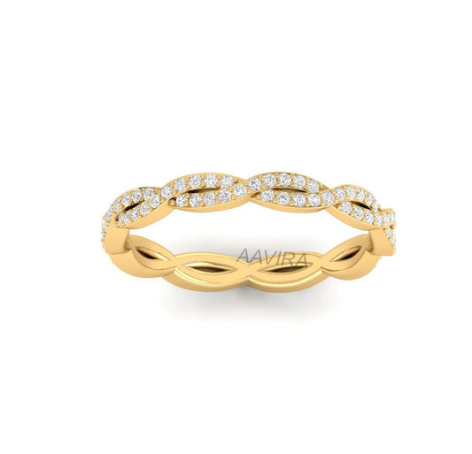 Twisted Rope Wedding Band Ring, Full Eternity Diamond Ring, Stackable Anniversary Ring, Twisted Rope Wedding Band, Engagement/Promise Ring