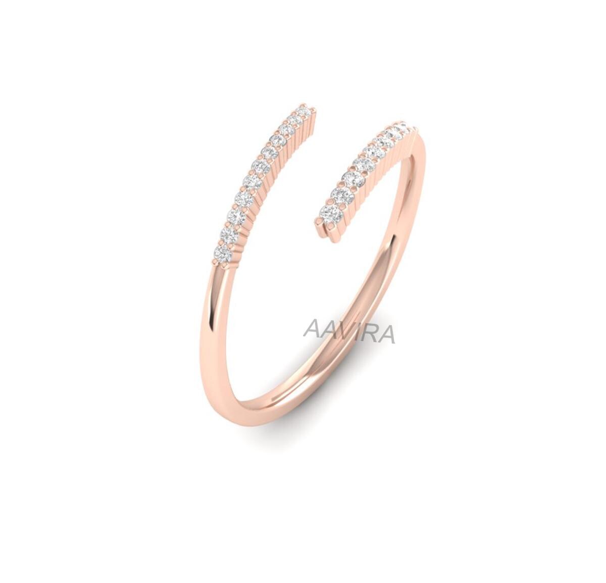 Open Cuff Band, Round Diamond Cuff Ring, Unique Diamond Ring, 925 Sterling Silver Ring, Delicate Ring, Minimal Dainty Ring, Cuff Ring, Gift