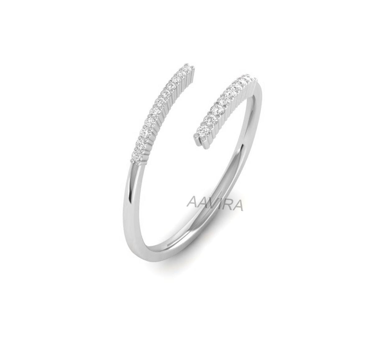 Open Cuff Band, Round Diamond Cuff Ring, Unique Diamond Ring, 925 Sterling Silver Ring, Delicate Ring, Minimal Dainty Ring, Cuff Ring, Gift