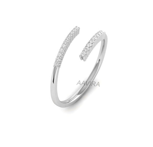 Open Cuff Band, Round Diamond Cuff Ring, Unique Diamond Ring, 925 Sterling Silver Ring, Delicate Ring, Minimal Dainty Ring, Cuff Ring, Gift
