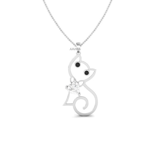 Personalized Necklace, Cat Necklace, Heart Diamond Pendant, Animal Trendy Pendant, Charm Necklace, Cat Charms Necklace, Cute Cat Necklace