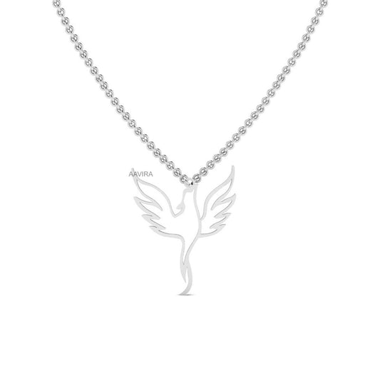Bird Silver Necklace, Phoenix Necklace Pendant, Friendship necklace, Phoenix Necklace, Bird Lover Gift, Bird Pendant, Fire Bird Necklace