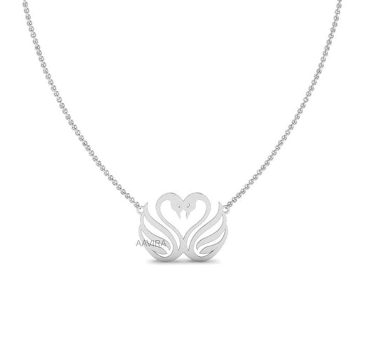 Double Swan Necklace, Swan Necklace, Swan Pendant, Swan Heart Necklace, Perfect Gift For Anniversary, Romantic Jewelry, Love Symbol Gift