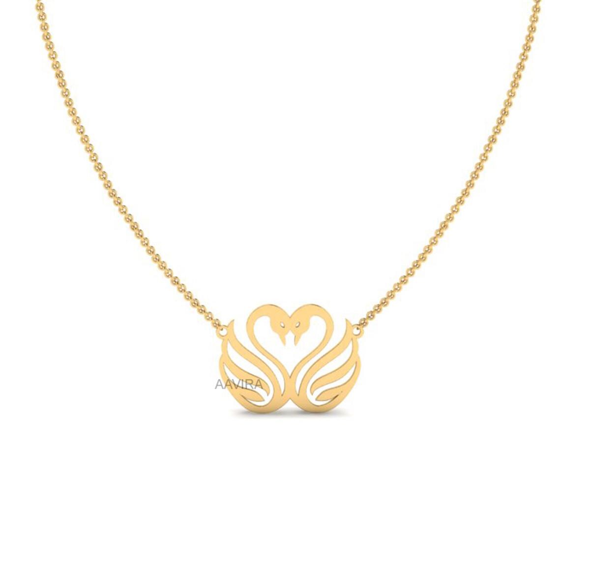 Double Swan Necklace, Swan Necklace, Swan Pendant, Swan Heart Necklace, Perfect Gift For Anniversary, Romantic Jewelry, Love Symbol Gift
