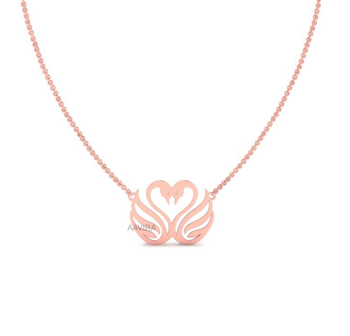 Double Swan Necklace, Swan Necklace, Swan Pendant, Swan Heart Necklace, Perfect Gift For Anniversary, Romantic Jewelry, Love Symbol Gift