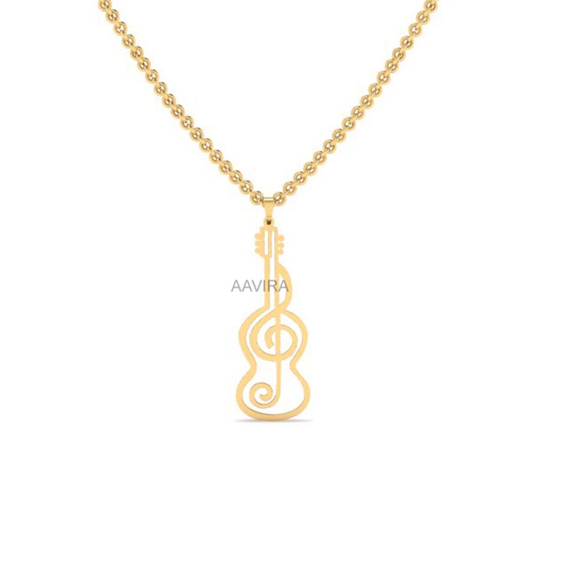 925 Sterling Silver Treble Clef, Guitar Pendant Necklace With Treble Clef, Perfect Gift For Guitarist, Musicians Gift, Musical Jewelry